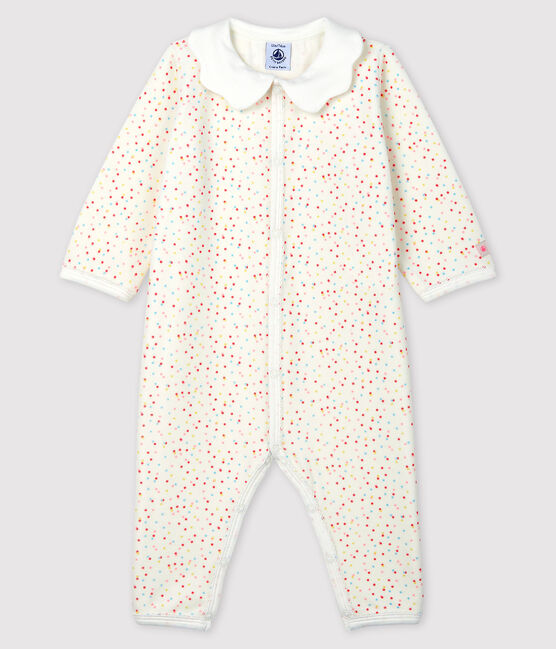 Dors-bien sans pieds à pois bébé fille en coton biologique blanc MARSHMALLOW/blanc MULTICO
