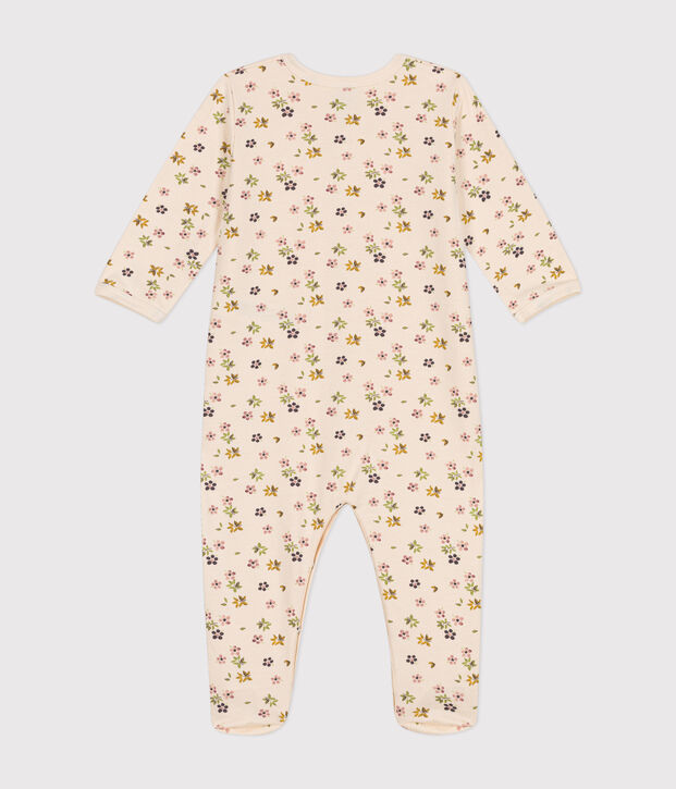 Pyjama en molleton gratt&eacute; imprim&eacute; fleurs b&eacute;b&eacute; &eacute;cru/multicouleur
