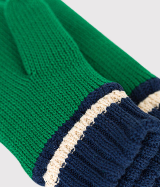 Moufles en tricot doublé en polaire enfant vert JARDIN/ MULTICO