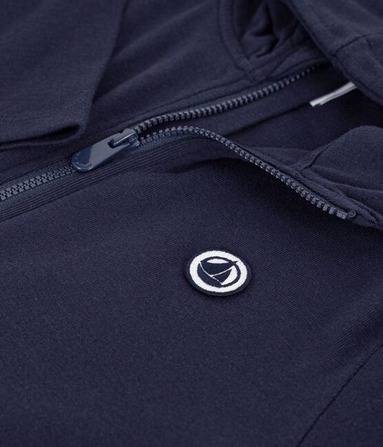 Sweatshirt à capuche zippé enfant en coton bleu SMOKING