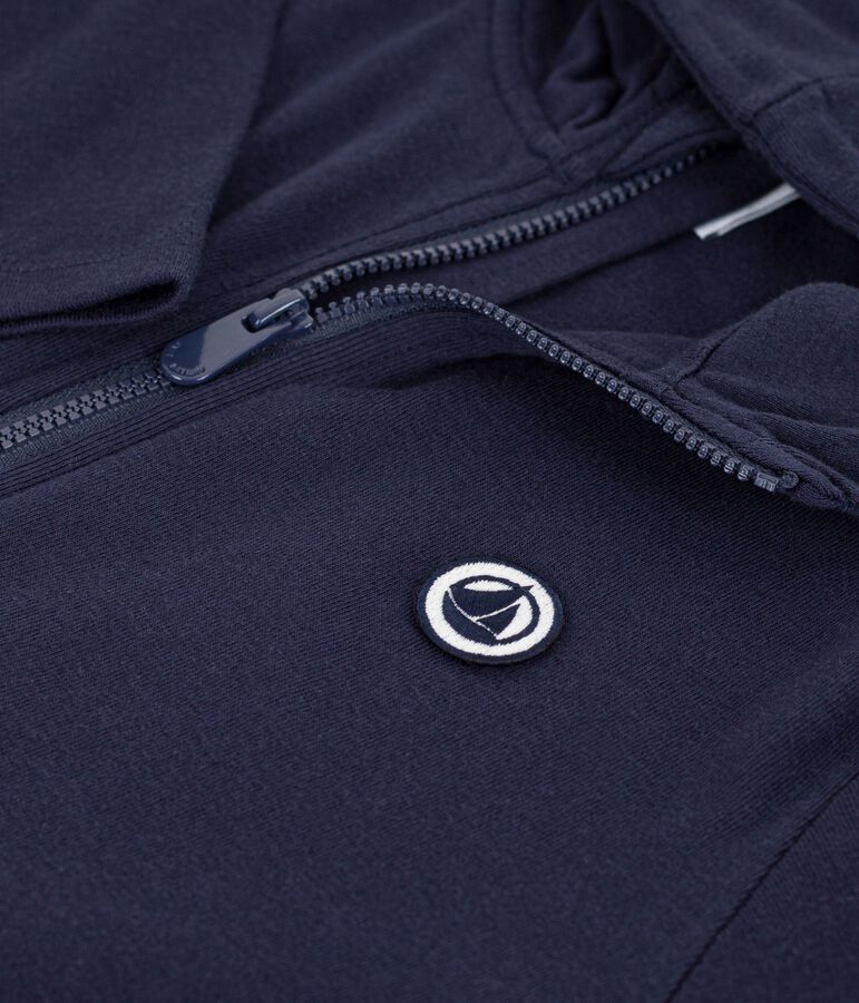 Sweatshirt &agrave; capuche zipp&eacute; enfant en coton bleu SMOKING