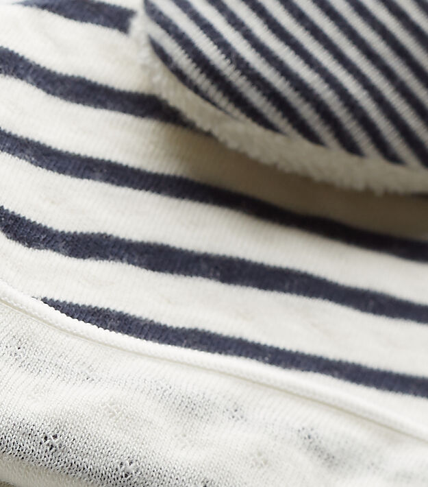 Ensemble bonnet de naissance et chaussons b&eacute;b&eacute; blanc/bleu