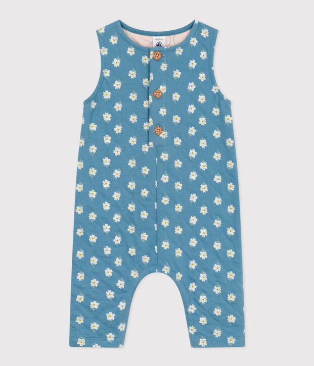 Combinaison sans manche en tubique matelass&eacute; imprim&eacute; b&eacute;b&eacute; bleu/multicouleur