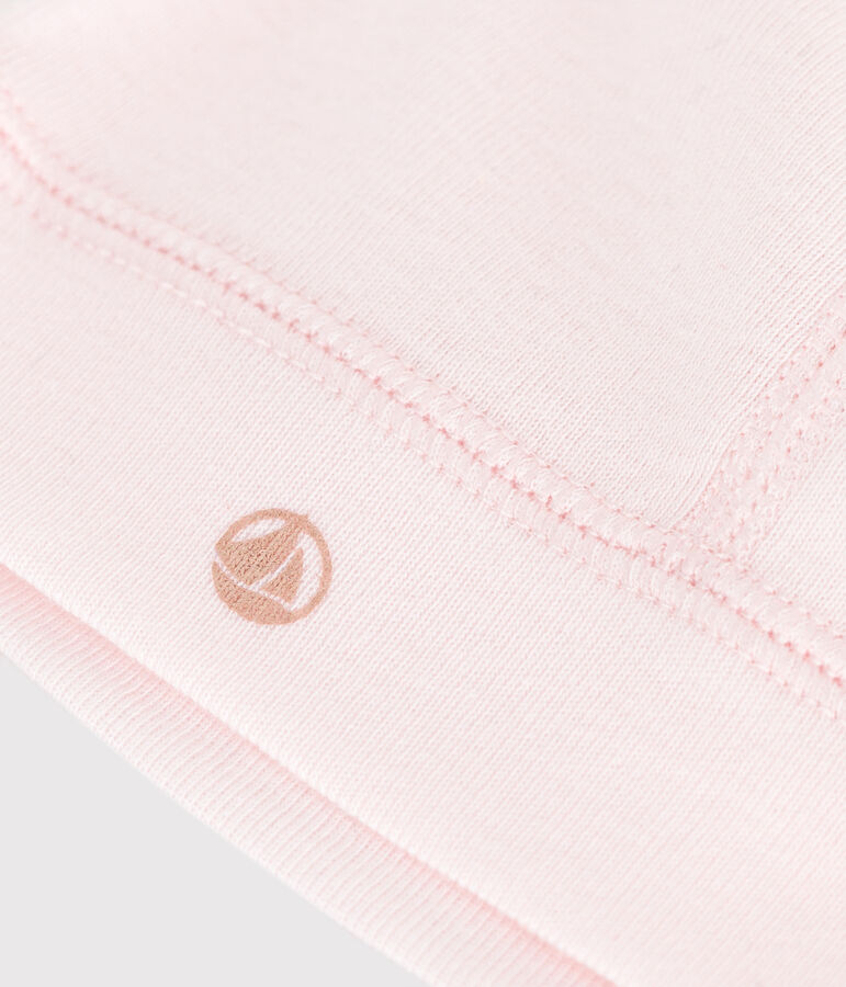 Bonnet b&eacute;b&eacute; en coton uni rose FLEUR