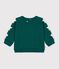 Sweatshirt b&eacute;b&eacute; en coton uni et ses badges &eacute;toiles vert fonc&eacute;