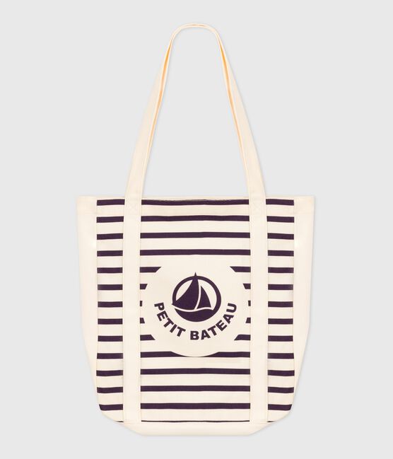 Tote bag adulte rayé en toile bleu MARSHMALLOW/ SOIR