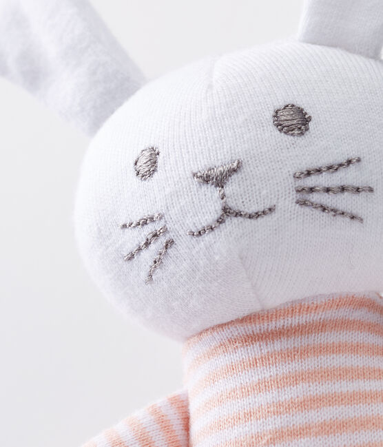 Doudou lapin hochet bébé mixte rose ROSAKO/blanc MARSHMALLOW