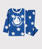 Pyjama à étoiles mixte en molleton bleu MAJOR/blanc ECUME