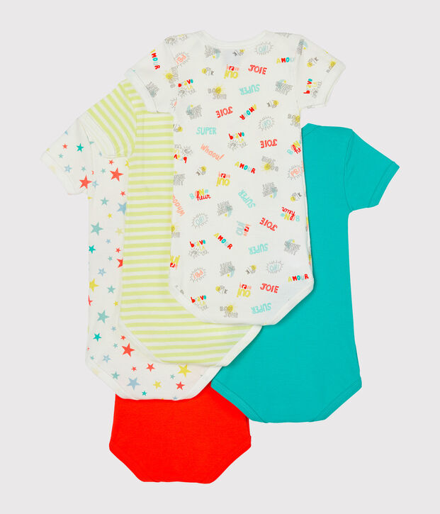 Lot de 5 bodies manches courtes b&eacute;b&eacute; gar&ccedil;on multicouleur