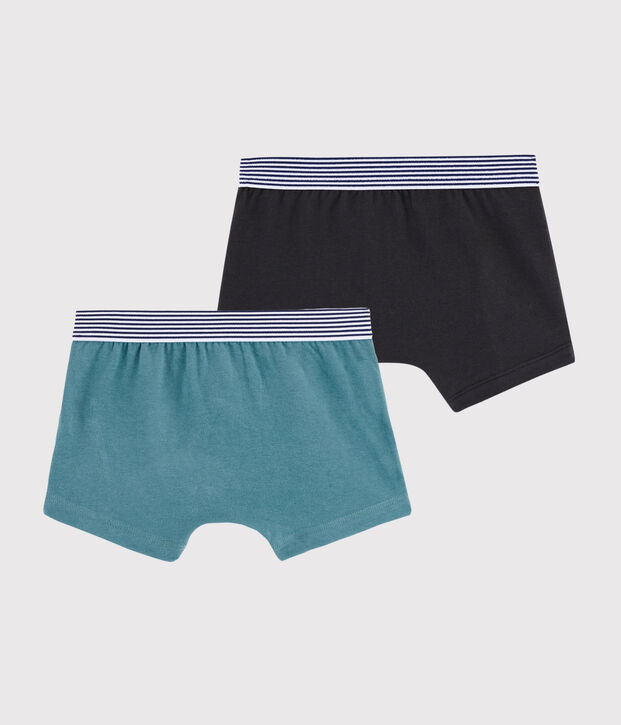 Lot de 2 boxers uni petit gar&ccedil;on multicouleur