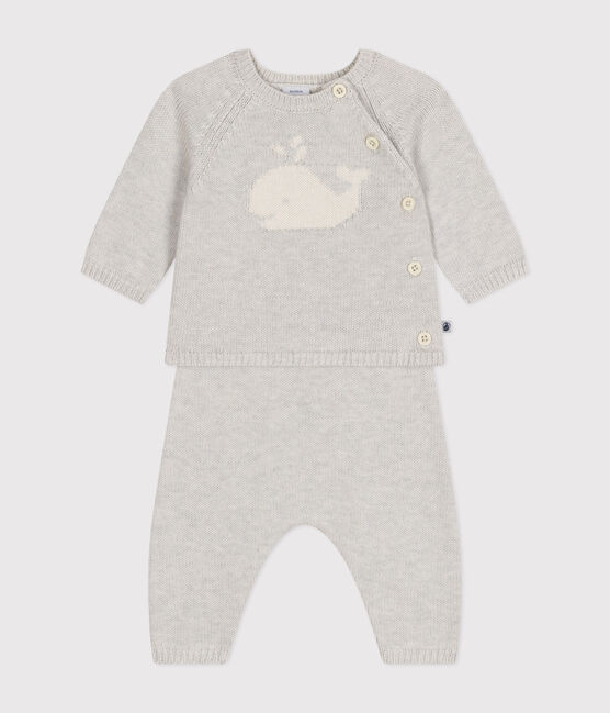 Ensemble 2 pièces en tricot laine et coton bébé beige MONTELIMAR CHINE