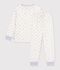 Pyjama enfant en velours &agrave; c&oelig;urs blanc/multicouleur