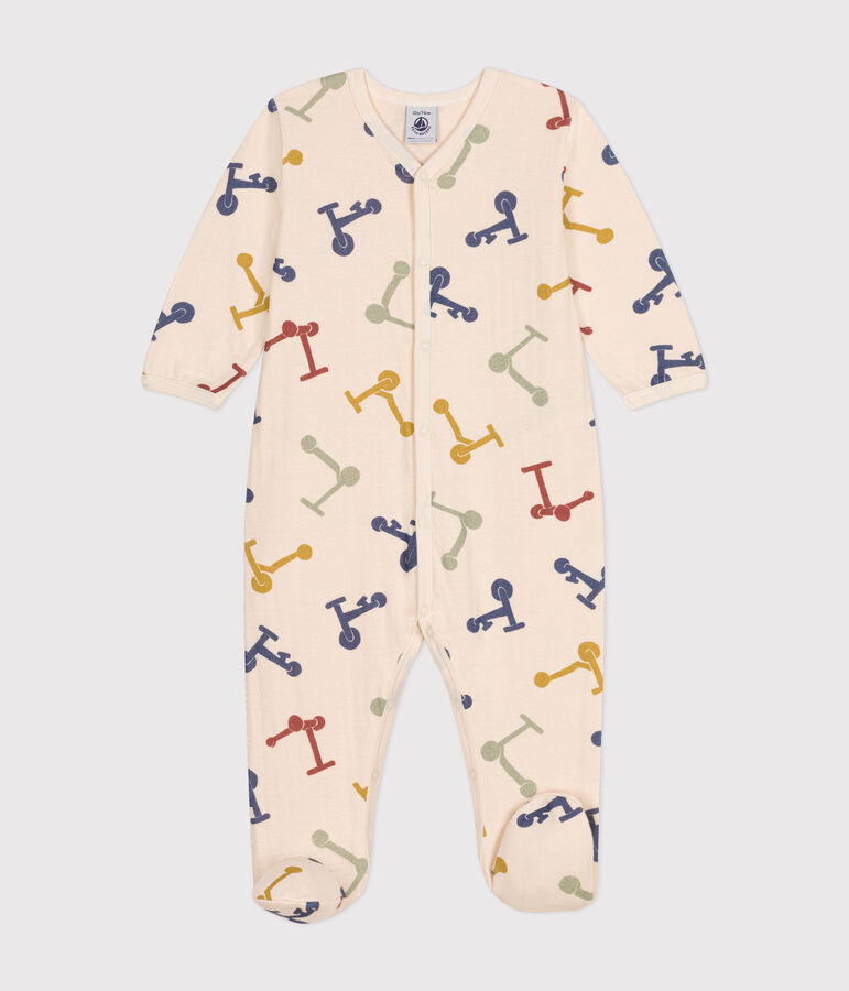 Pyjama imprim&eacute; en coton b&eacute;b&eacute; &eacute;cru/multicouleur