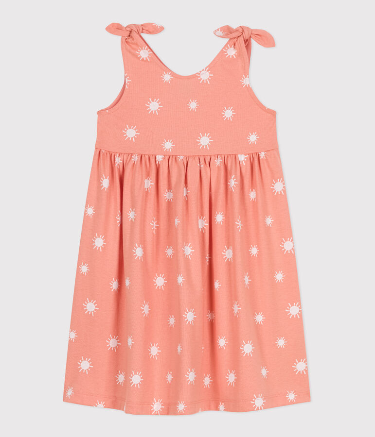 Robe sans manches enfant en coton imprim&eacute; orange ABRICOT/ MARSHMALLOW