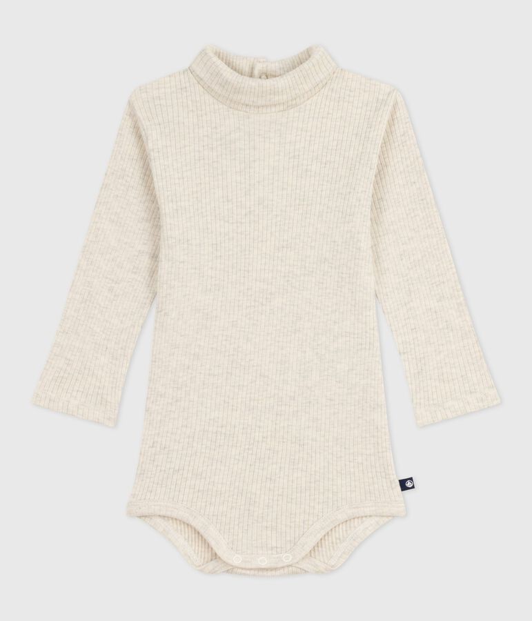 Body b&eacute;b&eacute; col roul&eacute; en coton uni beige MONTELIMAR CHINE