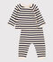 Ensemble en tricot laine et coton rayure marinière bébé blanc AVALANCHE/bleu SMOKING