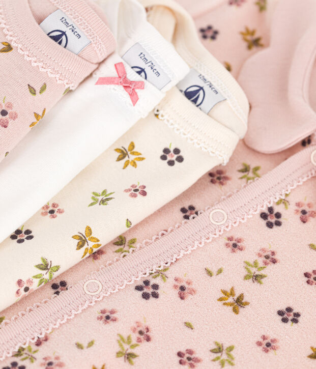 Coffret pyjama et 3 bodies fleurs b&eacute;b&eacute; multicouleur