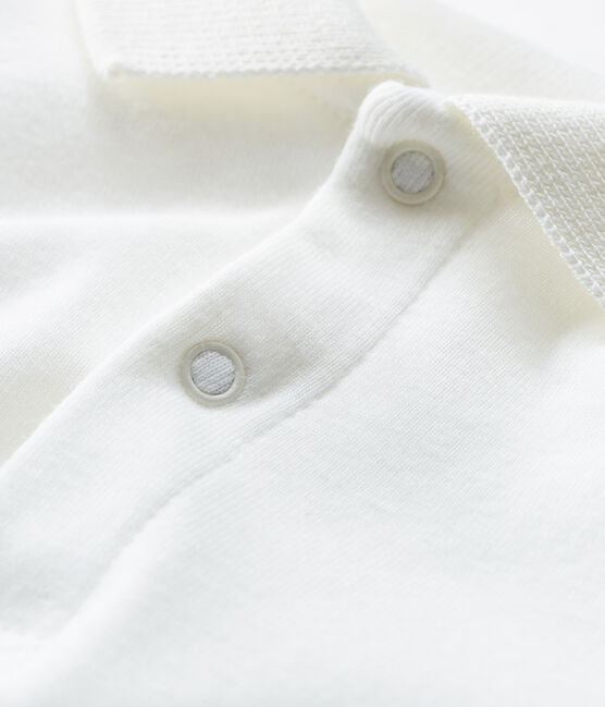 Body manches longues avec col polo bébé garçon blanc MARSHMALLOW