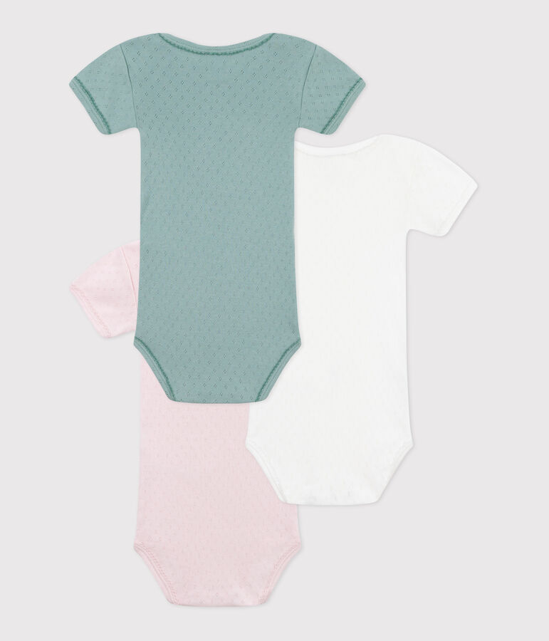 Lot de 3 bodies manches courtes en coton uni b&eacute;b&eacute; variante 1