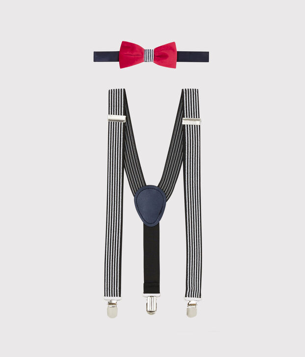 Kit bretelles et n&oelig;ud papillon bleu/blanc/rouge