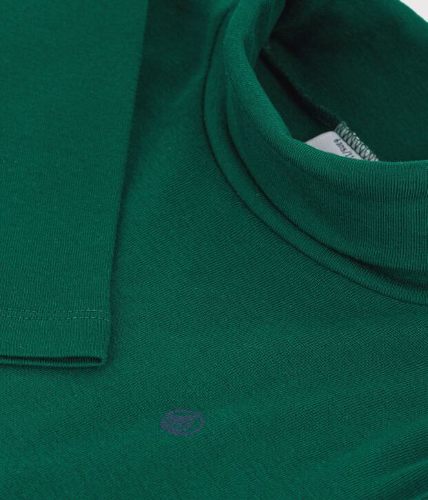Sous-pull enfant en coton uni vert fonc&eacute;