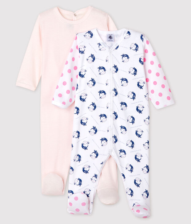 Lot de 2 dors-bien b&eacute;b&eacute; fille en c&ocirc;te multicouleur