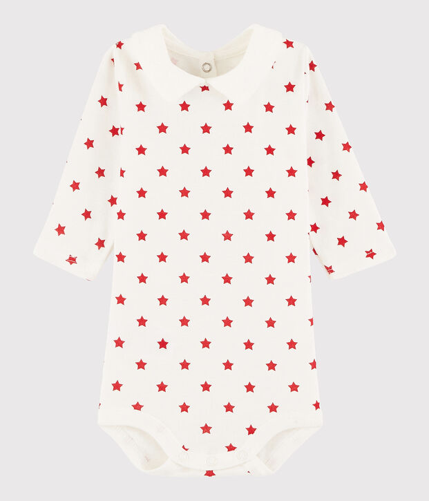 Body manches longues b&eacute;b&eacute; fille-gar&ccedil;on blanc/rouge