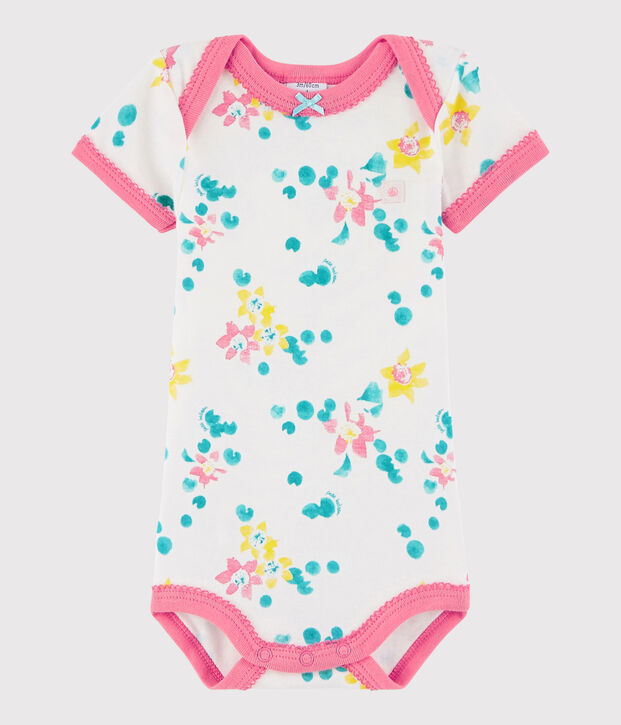 Body manches courtes b&eacute;b&eacute; fille blanc/multicouleur