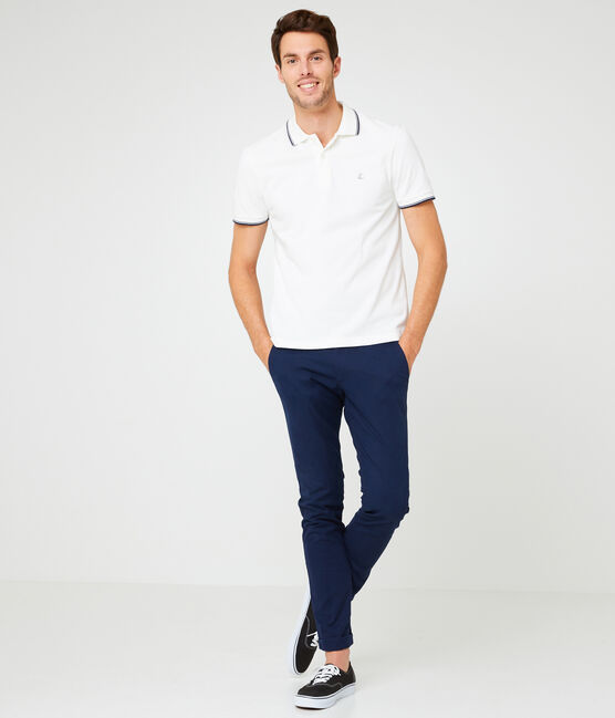 Polo manches courtes 100% coton jersey piqué. blanc MARSHMALLOW