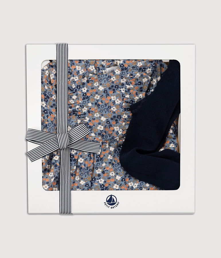 Coffret cadeau b&eacute;b&eacute; robe et collants multicouleur