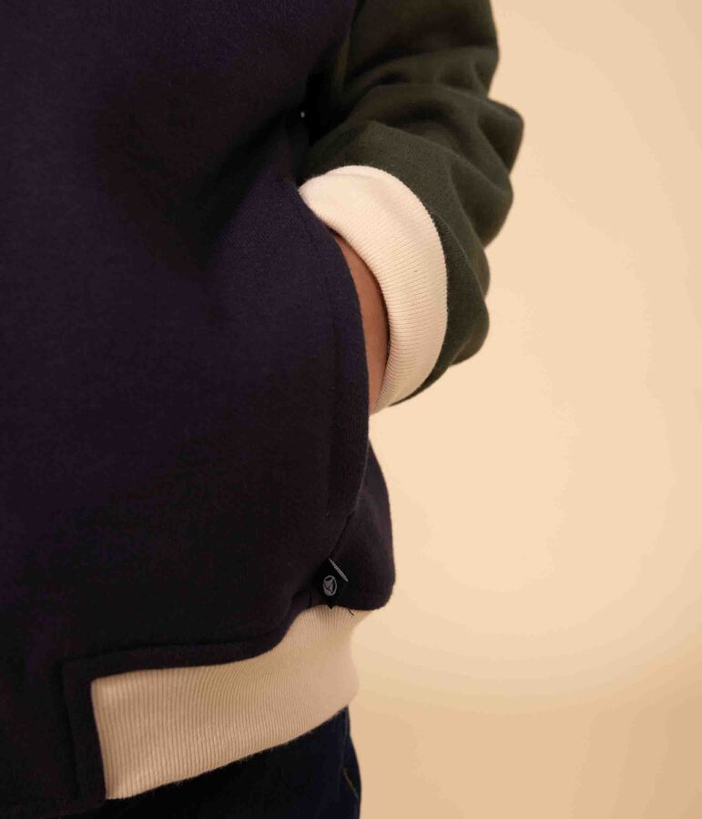 Teddy en molleton enfant gar&ccedil;on bleu SMOKING/blanc MULTICO