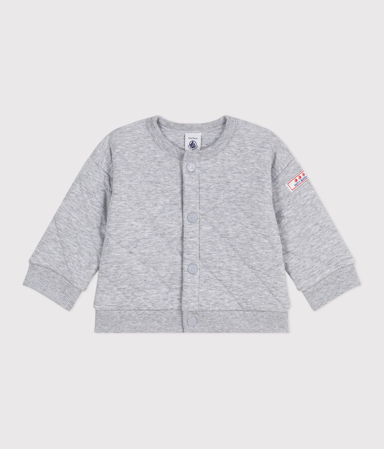 Cardigan b&eacute;b&eacute; en coton &eacute;pais uni gris FUMEE CHINE