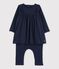 Robe legging en maille velours bébé fille bleu SMOKING
