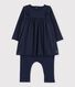 Robe legging en maille velours bébé fille
