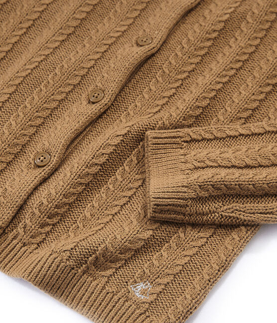 Cardigan en laine et coton marron BRINDILLE