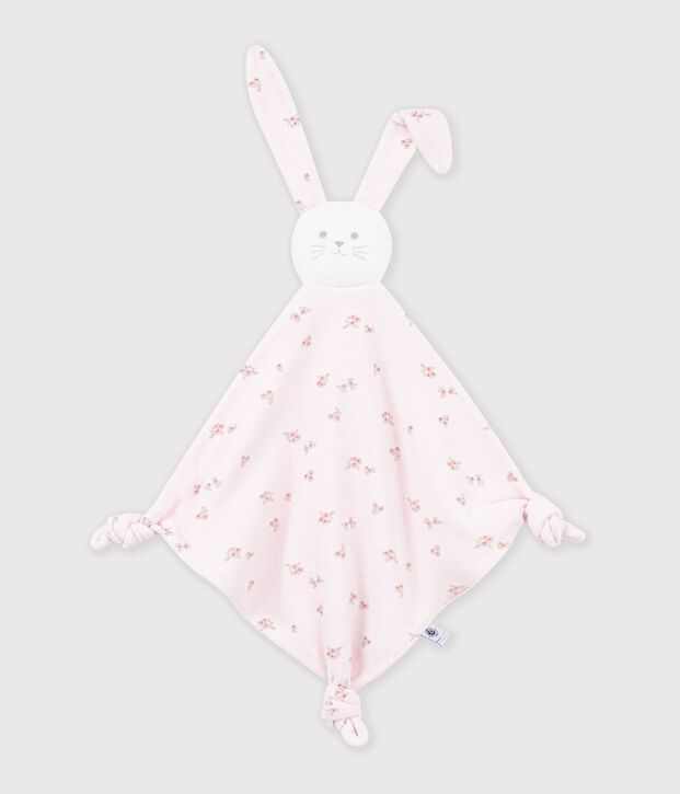 Doudou b&eacute;b&eacute; en coton imprim&eacute; &agrave; fleurs rose/multicouleur