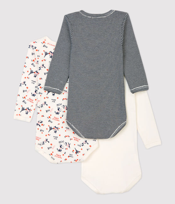 Lot de 3 bodies manches longues Paris bébé fille en coton biologique variante 1