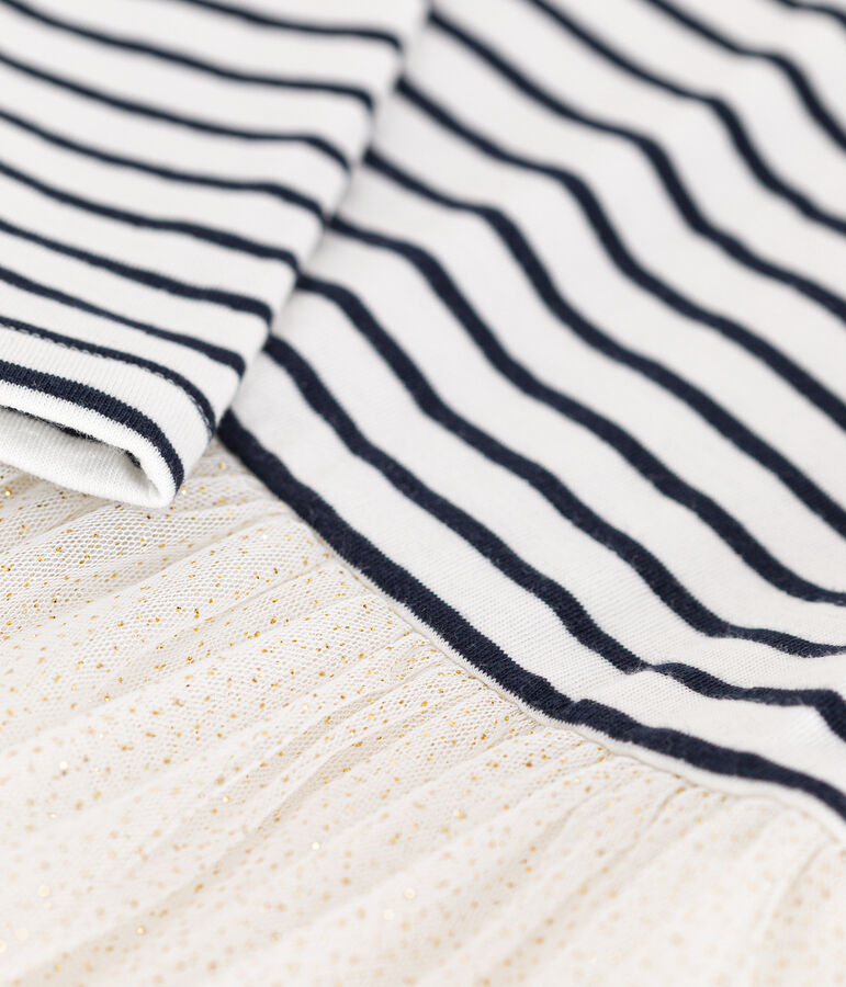 Robe en tubique et tulle enfant fille blanc MARSHMALLOW/blanc MULTICO