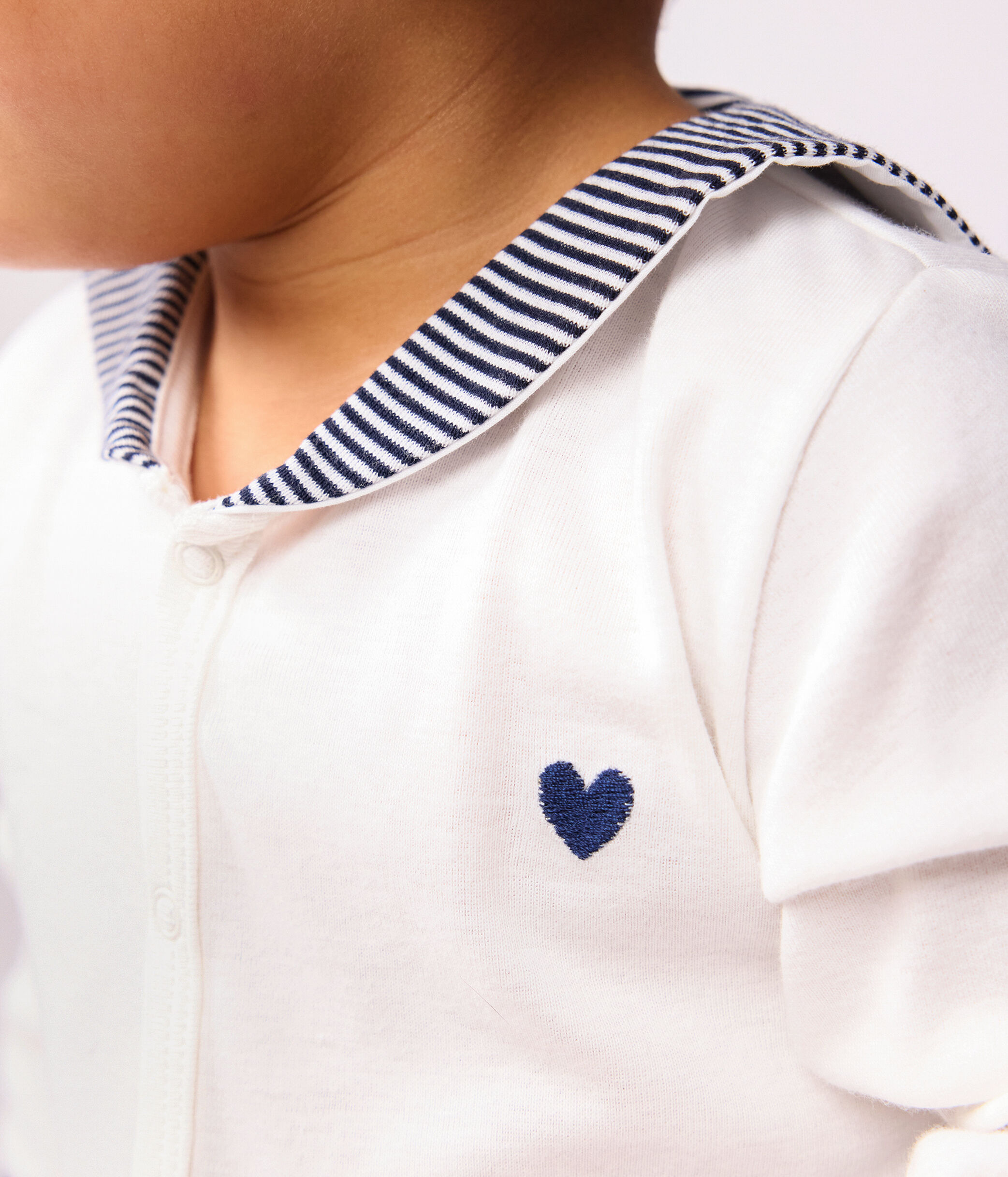 Pyjama Bébé 2 Pièces Petit Bateau - Style Marin Avec Col Et Cœur Brodé - Confortable Et Extensible - 5