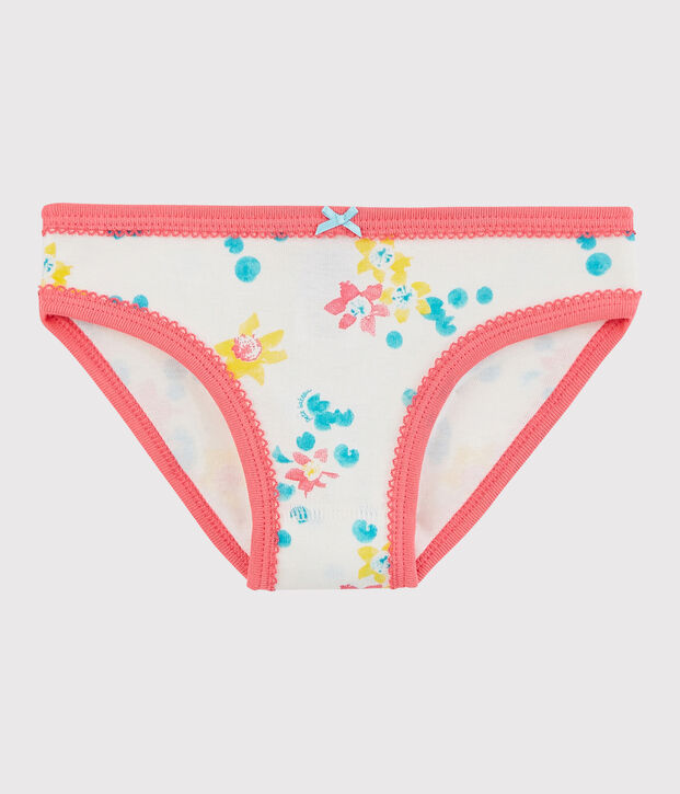 Culotte petite fille en coton blanc/multicouleur
