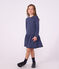 Robe enfant en coton manches longues &agrave; rayures bleu/violet