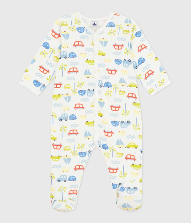 Pyjama b&eacute;b&eacute; en coton imprim&eacute; voitures blanc/multicouleur