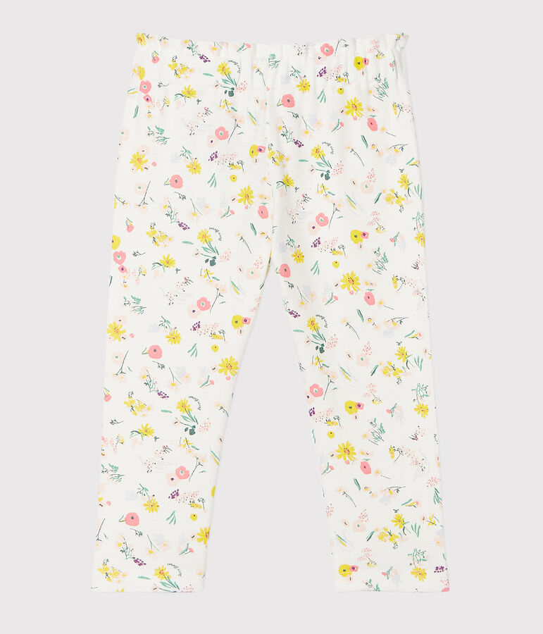Pantalon b&eacute;b&eacute; fille imprim&eacute;e blanc MARSHMALLOW/blanc MULTICO