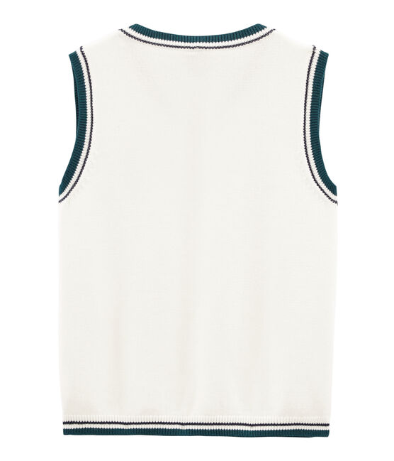 Pull sans manches enfant garçon blanc MARSHMALLOW/blanc MULTICO