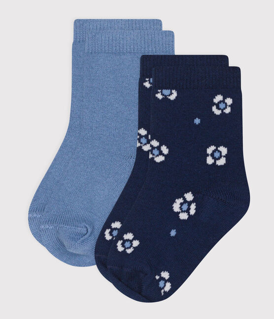 2 paires de chaussettes bébé fille en coton à fleurs variante 1