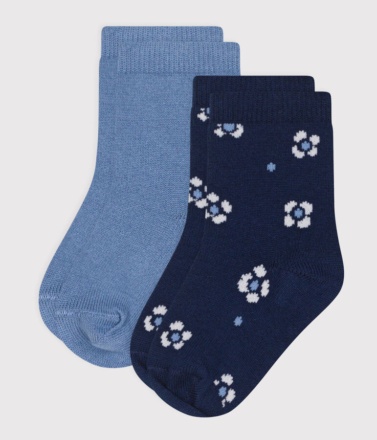 2 paires de chaussettes b&eacute;b&eacute; fille en coton &agrave; fleurs variante 1