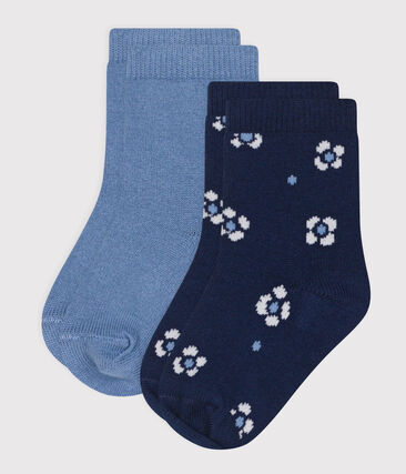 2 paires de chaussettes bébé fille en coton à fleurs