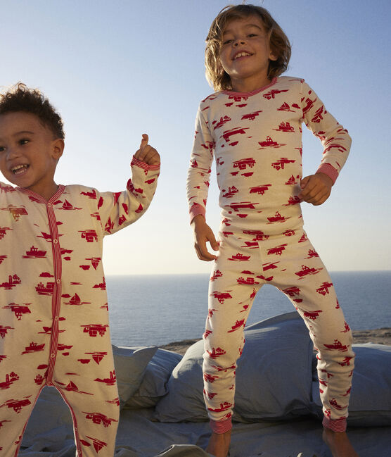 Pyjama Le Havre en tubique enfant blanc MARSHMALLOW/rouge PEPS