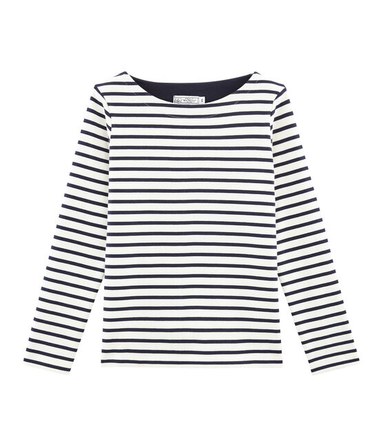 Marinière iconique femme beige COQUILLE/bleu SMOKING