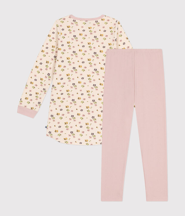 Chemise de nuit en molleton gratt&eacute; imprim&eacute; fleuri enfant rose/multicouleur